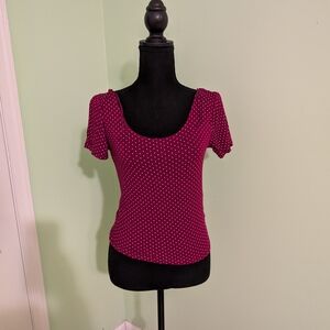 Women's Burgundy Polka Dot Top